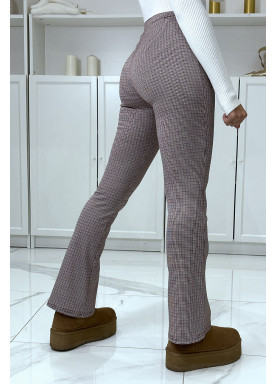 Pantalon bordeaux motif carreaux patte d'eph - 3