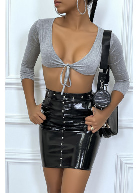 Bolero gris en viscose à manches longues - 3