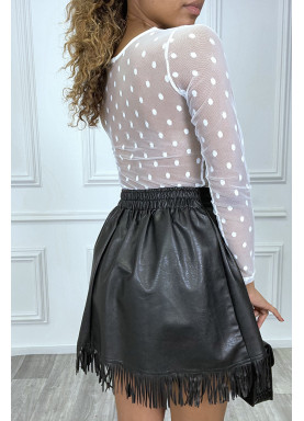 Body blanc en tulle transparent à pois - 1