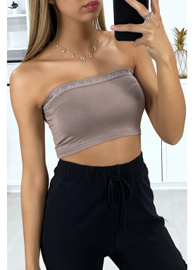 Bandeau taupe avec strass - 2