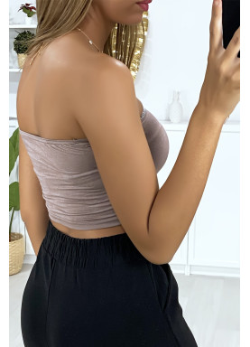 Bandeau taupe avec strass - 4