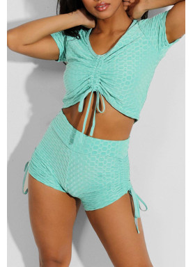 Ensemble push up yoga short et crop top vert - 3