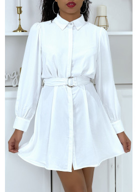 Robe chemise blanche boutonné avec ceinture - 5