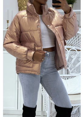 Doudoune rose mi-longue effet réfléchissant hyper tendance légère et confortable - 6