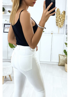 Jeans slim en blanc avec poches à l'arrière - 5