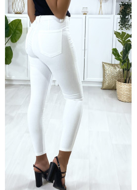 Jeans slim en blanc avec poches à l'arrière - 6