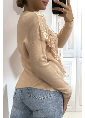 Pull rose col montant femme - 2