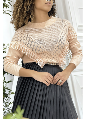 Pull rose col montant femme - 5