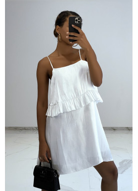 Petite robe fluide satinée blanche - 1