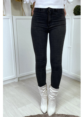 Jean slim noir délavé à poches arrières - 2