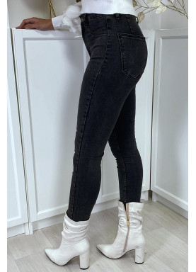 Jean slim noir délavé à poches arrières - 8