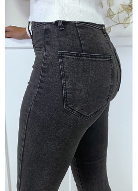 Jean slim noir délavé à poches arrières - 9