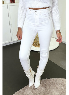 Pantalon jeans slim blanc avec poches arrières - 3