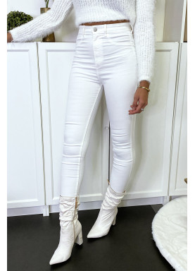 Pantalon jeans slim blanc avec poches arrières - 4