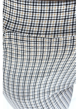 Pantalon slim marine et beige avec poches et joli motif pied de poule - 4