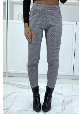 Pantalon slim noir avec poches et joli motif pied de poule - 2