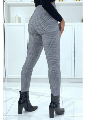 Pantalon slim noir avec poches et joli motif pied de poule - 3