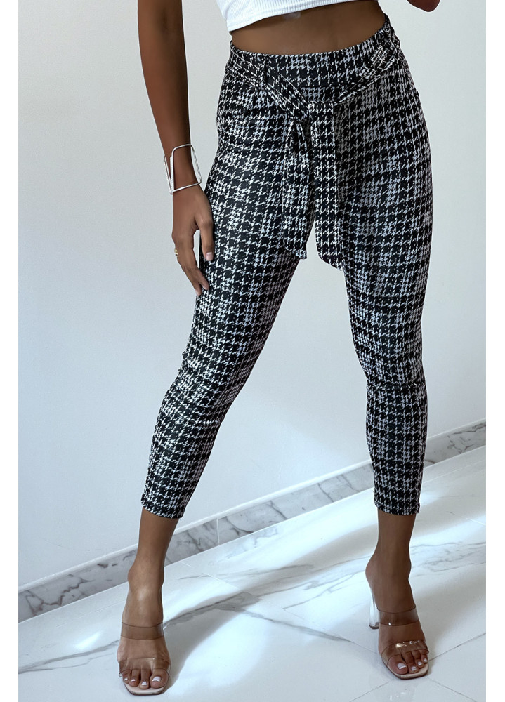 Pantalon slim noir avec motif poches et ceinture - 2