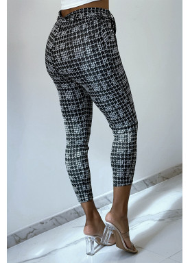 Pantalon slim noir avec motif poches et ceinture - 3