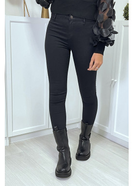 Jean slim noir taille haute avec poches arrières - 5