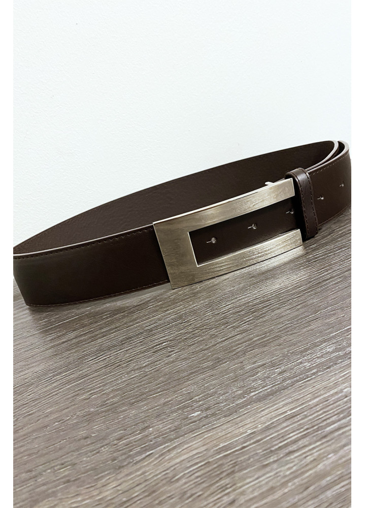 Ceinture noir avec boucle rectangulaire argenté - 1