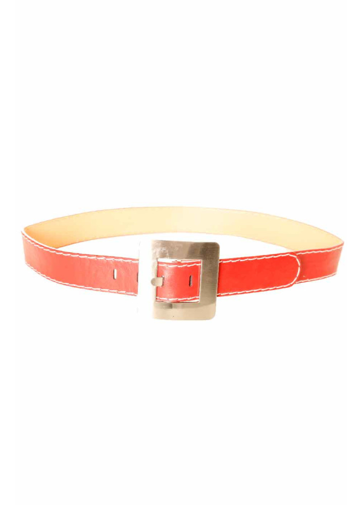 Ceinture Rouge avec couture blanche à boucle carré CE 504 - 1