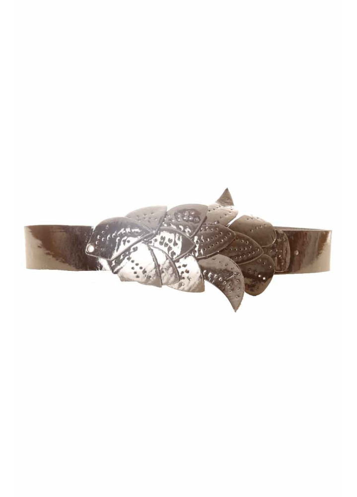 Ceinture Noir, boucle motif feuilles BG-PO44 - 1