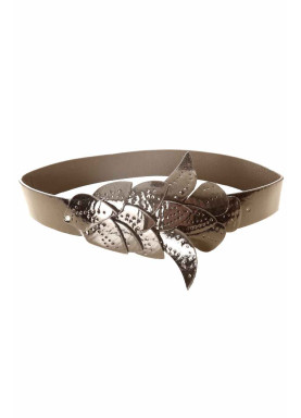 Ceinture Noir, boucle motif feuilles BG-PO44 - 2