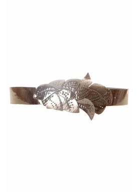 Ceinture Noir, boucle motif feuilles BG-PO44 - 5