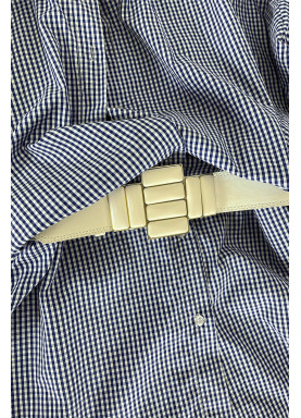 Ceinture blanche à grosse boucle bijoux - 11