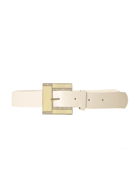 Ceinture Blanche effet cuir à boucle carré et strass CE 726 - 3