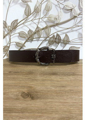 Grosse ceinture marron en simili avec jolie boucle - 1