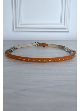 Fine ceinture orange avec accessoire et strass - 4