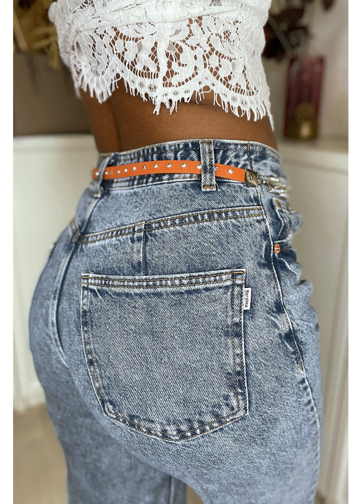 Fine ceinture orange avec accessoire et strass - 6