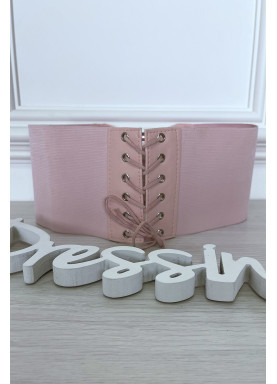 Ceinture de taille rose avec lacet au dos - 1