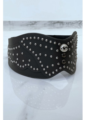 Ceinture à clou en simili cuir gris style bohème rock - 3