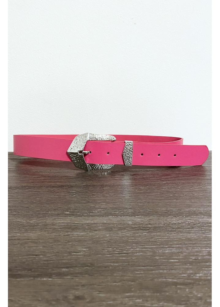 Ceinture femme en fuchsia avec joli boucle en métal CE606 - 1