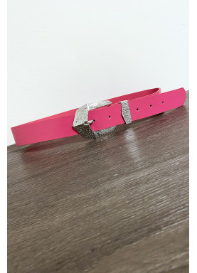 Ceinture femme en fuchsia avec joli boucle en métal CE606 - 3