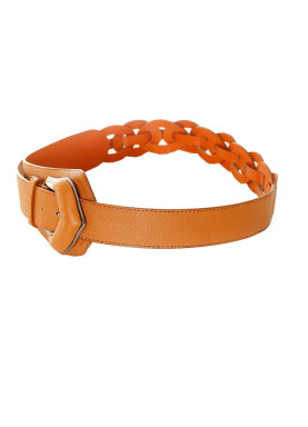Ceinture tressée Camel asymétrique à boucle argentée. BG-0517 - 2