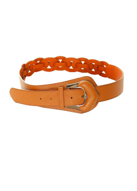 Ceinture tressée Camel asymétrique à boucle argentée. BG-0517 - 4