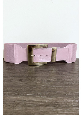 Grosse ceinture lila avec boucle argenté et élastique à la taille - 1