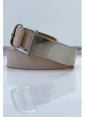 Ceinture rose effet python à boucle rectangle - 1