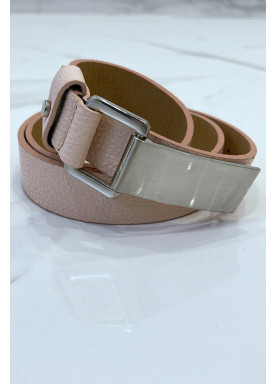Ceinture rose effet python à boucle rectangle - 4