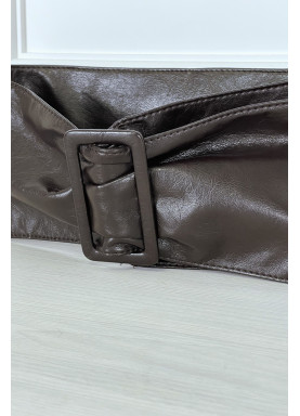Ceinture marron ajustable en similicuir - 1