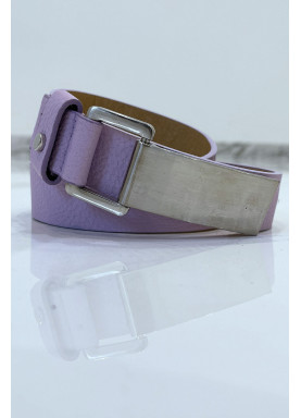 Ceinture violette effet python à boucle rectangle - 1