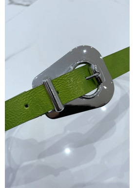 Ceinture verte à boucle ovale asymétrique - 1