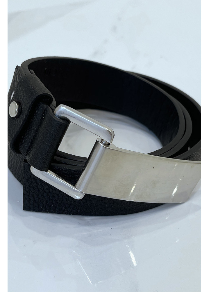Ceinture noire effet python à boucle rectangle - 1