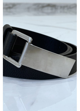 Ceinture noire effet python à boucle rectangle - 5