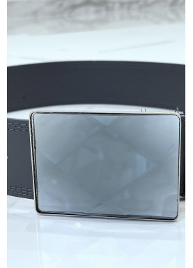 Ceinture grise large à boucle en verre rectangle - 2