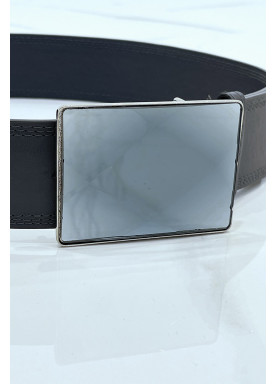 Ceinture grise large à boucle en verre rectangle - 3